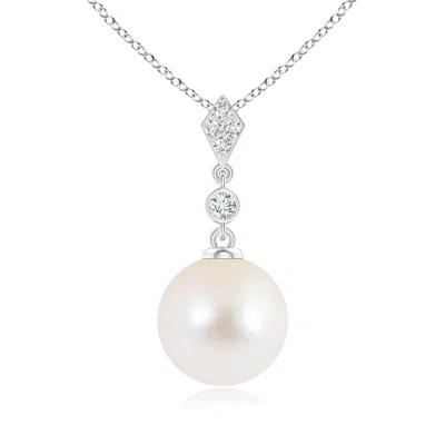 Angara 10mm Classic Freshwater Pearl Drop Pendant With Diamonds In Metallic
