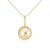 Angara 10mm Classic Golden South Sea Pearl Solitaire Pendant In Yellow Gold/bright Golden