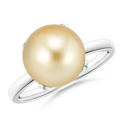 Angara 10mm Classic Solitaire Golden South Sea Pearl Ring In Metallic
