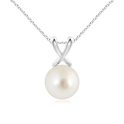 Angara 10mm Classic South Sea Pearl Cross V-bale Pendant In Gray