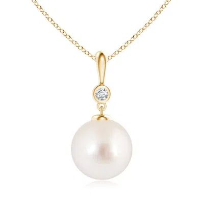 Angara 10mm Classic South Sea Pearl Drop Pendant With Diamond In Gold