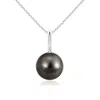Angara 10mm Classic Tahitian Pearl Solitaire Pendant In White Gold/black