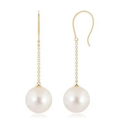 Angara 10mm Dangling Solitaire Freshwater Pearl Earrings In Gold