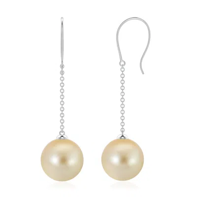 Angara 10mm Dangling Solitaire Golden South Sea Pearl Earrings In Neutral