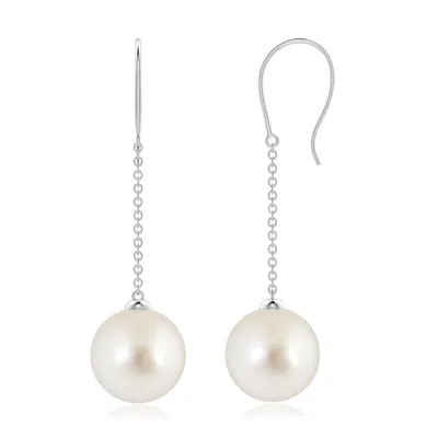 Angara 10mm Dangling Solitaire South Sea Pearl Earrings In White