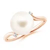 Angara 10mm Freshwater Pearl And Diamond Bypass Ring In Rose Gold/white