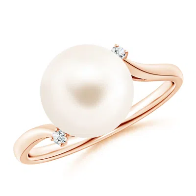 Angara 10mm Freshwater Pearl And Diamond Bypass Ring In Neutral