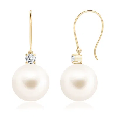 Angara 10mm Freshwater Pearl & Diamond Fish Hook Earrings In White