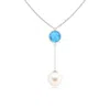 Angara 10mm Freshwater Pearl & Swiss Blue Topaz Lariat Necklace In White Gold/white