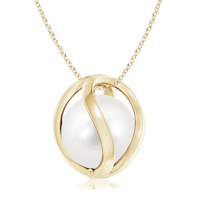 Angara 10mm Freshwater Pearl Cage Pendant In Gold