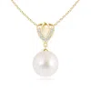 Angara 10mm Freshwater Pearl Drop Pendant With Ornate Bale In Yellow Gold/white
