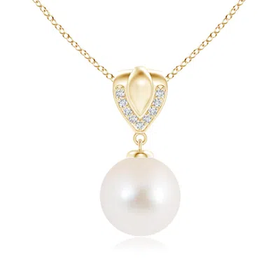 Angara 10mm Freshwater Pearl Drop Pendant With Ornate Bale In Gold