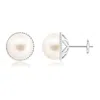 Angara 10mm Freshwater Pearl Earrings With Twisted Rope Frame In White Gold/white
