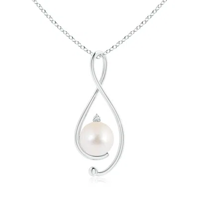 Angara 10mm Freshwater Pearl Infinity Pendant With Diamond In Metallic