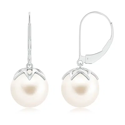 Angara 10mm Freshwater Pearl Leverback Drop Earrings In White