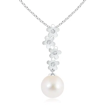 Angara 10mm Freshwater Pearl Pendant With Cascading Flowers In Metallic