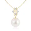 Angara 10mm Freshwater Pearl Pendant With Diamond Infinity Bale In Yellow Gold/white