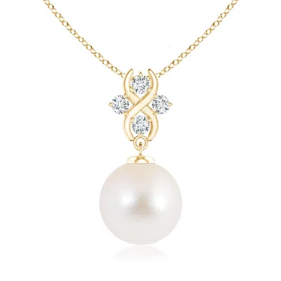 Angara 10mm Freshwater Pearl Pendant With Diamond Infinity Bale In Metallic