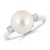Angara 10mm Freshwater Pearl Ring With Diamond Accents In White Gold/white