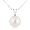 Angara 10mm Freshwater Pearl Solitaire V-bale Pendant In White Gold/white