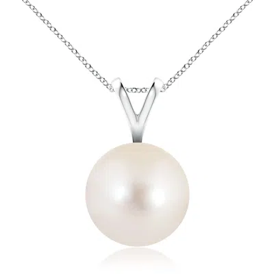 Angara 10mm Freshwater Pearl Solitaire V-bale Pendant In Burgundy