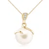 Angara 10mm Freshwater Pearl Spiral Pendant With Diamonds In Yellow Gold/white