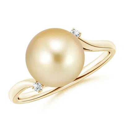 Angara 10mm Golden South Sea Pearl And Diamond Bypass Ring