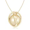 Angara 10mm Golden South Sea Pearl Cage Pendant In Yellow Gold/bright Golden