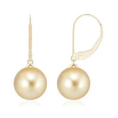 Angara 10mm Golden South Sea Pearl Earrings With Leverback