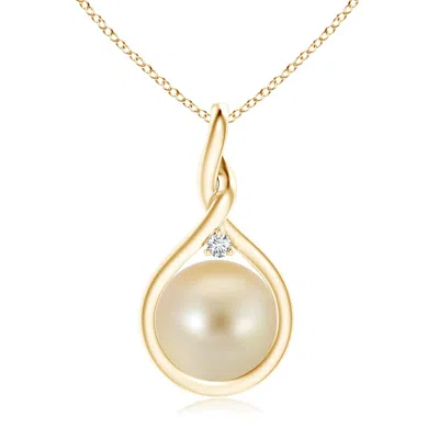 Angara 10mm Golden South Sea Pearl Pendant With Twisted Bale