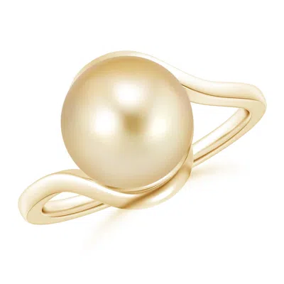 Angara 10mm Golden South Sea Pearl Solitaire Bypass Ring