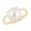 Angara 10mm Solitaire Freshwater Pearl Split Shank Ring In Yellow Gold/white