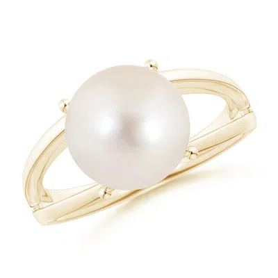 Angara 10mm Solitaire Freshwater Pearl Split Shank Ring In Gold