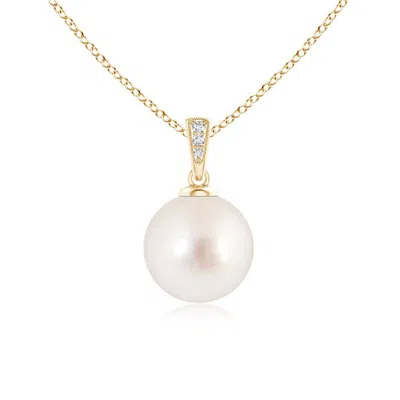 Angara 10mm Solitaire South Sea Pearl Pendant With Diamonds In Gold