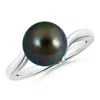 Angara 10mm Solitaire Tahitian Pearl Bypass Ring In White Gold/peacock