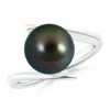 Angara 10mm Solitaire Tahitian Pearl Ring With Bypass Shank In White Gold/peacock