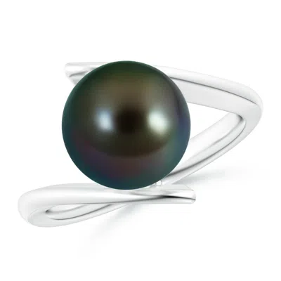 Angara 10mm Solitaire Tahitian Pearl Ring With Bypass Shank In Black
