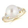 Angara 10mm South Sea Pearl And Diamond Infinity Ring In Yellow Gold/white