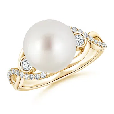 Angara 10mm South Sea Pearl And Diamond Infinity Ring In White