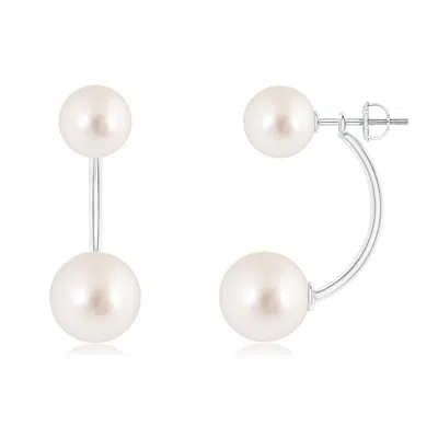 Angara 10mm South Sea Pearl Front Back Stud Earrings In Metallic