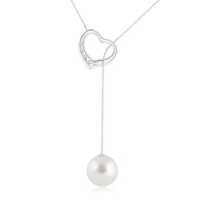Angara 10mm South Sea Pearl Lariat-style Heart Necklace In White