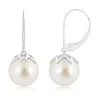 Angara 10mm South Sea Pearl Leverback Drop Earrings In White Gold/white