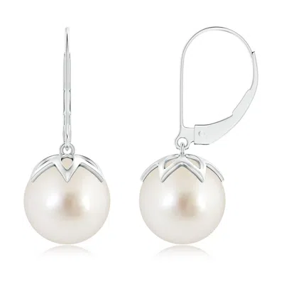 Angara 10mm South Sea Pearl Leverback Drop Earrings In White