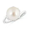 Angara 10mm South Sea Pearl Olive Leaf Bypass Ring In White Gold/white
