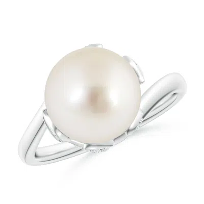 Angara 10mm South Sea Pearl Olive Leaf Bypass Ring In Metallic