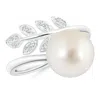 Angara 10mm South Sea Pearl Olive Leaf Wrap Ring In White Gold/white
