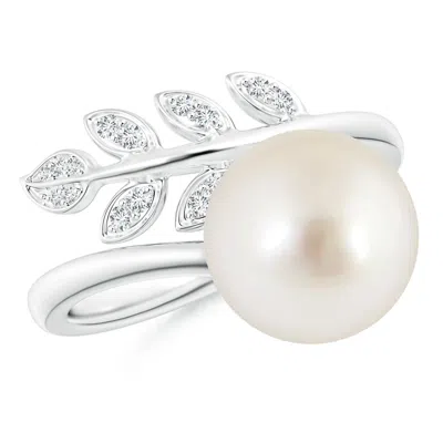 Angara 10mm South Sea Pearl Olive Leaf Wrap Ring In Metallic