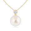 Angara 10mm South Sea Pearl Pendant With Bezel-set Diamond In Yellow Gold/white