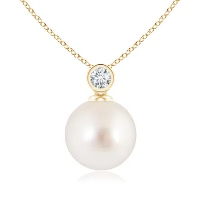 Angara 10mm South Sea Pearl Pendant With Bezel-set Diamond In Gold
