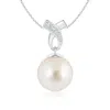 Angara 10mm South Sea Pearl Pendant With Ribbon Bale In White Gold/white